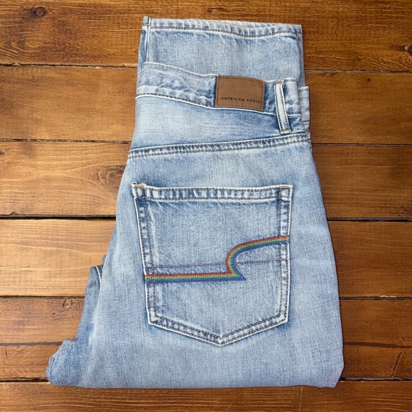 American Eagle Outfitters Denim - American Eagle 90s Boyfriend Jeans Womens 4 Blue Rainbow Pride Light Wash Denim